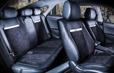 Комплект Накидок Carfashion для автомобиля "EVOLUTION PLUS" черный/черный/белый