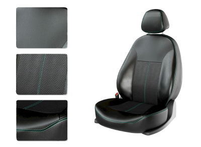 Автомобильные чехлы для HYUNDAI "SOLARIS HB разд" черный/черный/зеленый