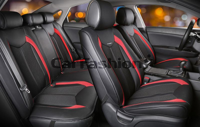 Комплект Накидок Carfashion для автомобиля "URBAN PLUS" черный/черный/красный