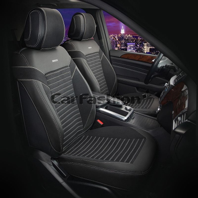Накидки автомобильные Carfashion Фронт "CHESTER" черный/черный/серый